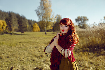 Image showing Beautiful girl outdoors in countryside