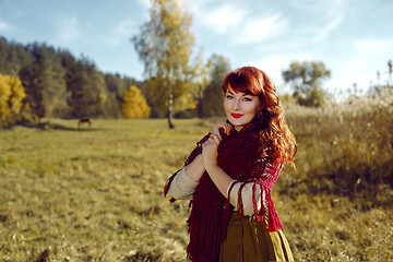 Image showing Beautiful girl outdoors in countryside