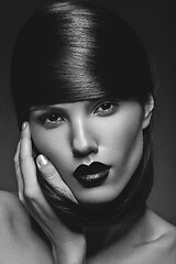 Image showing beautiful girl with black lips