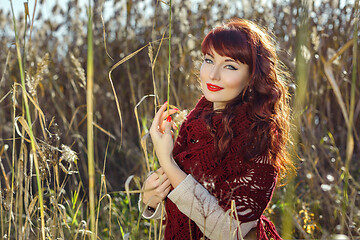 Image showing Beautiful girl outdoors in countryside