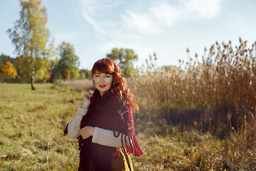 Image showing Beautiful girl outdoors in countryside