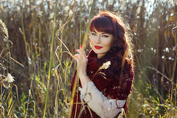 Image showing Beautiful girl outdoors in countryside