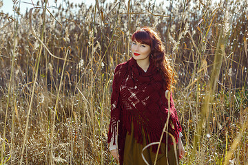 Image showing Beautiful girl outdoors in countryside