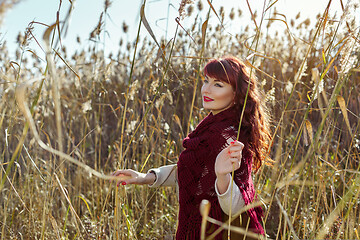 Image showing Beautiful girl outdoors in countryside