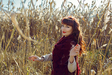 Image showing Beautiful girl outdoors in countryside