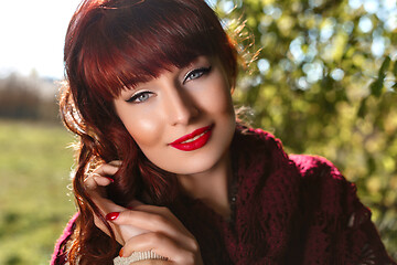 Image showing Beautiful girl outdoors in countryside