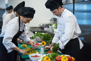 Image showing team cooks and chefs preparing meals