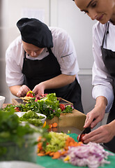 Image showing team cooks and chefs preparing meals