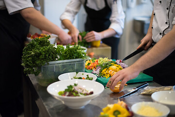 Image showing team cooks and chefs preparing meals