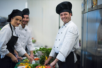 Image showing team cooks and chefs preparing meals