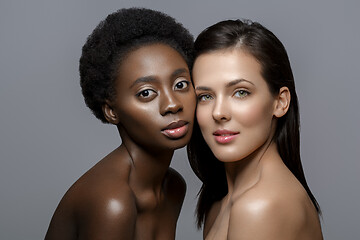 Image showing Two beautiful girls with natural makeup