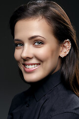 Image showing Beautiful girl with pearls on ear