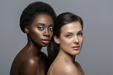 Image showing Two beautiful girls with natural makeup