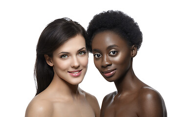 Image showing Two beautiful girls with natural makeup