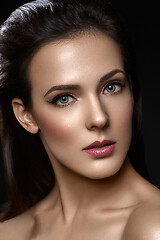 Image showing Beautiful girl with cat eye liner makeup
