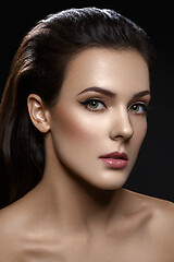 Image showing Beautiful girl with cat eye liner makeup