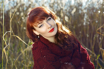 Image showing Beautiful girl outdoors in countryside