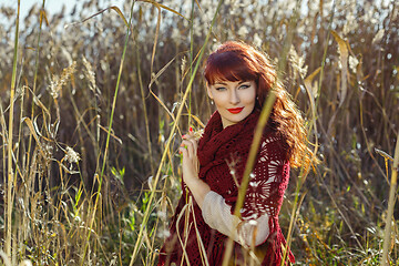 Image showing Beautiful girl outdoors in countryside