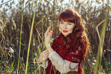 Image showing Beautiful girl outdoors in countryside