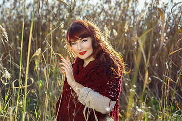 Image showing Beautiful girl outdoors in countryside