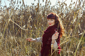 Image showing Beautiful girl outdoors in countryside