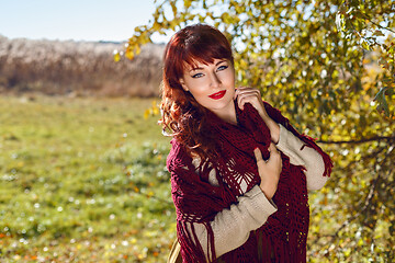 Image showing Beautiful girl outdoors in countryside