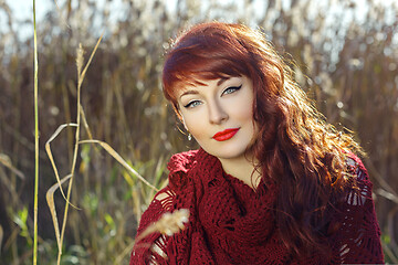 Image showing Beautiful girl outdoors in countryside