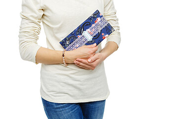 Image showing beautiful scrapbooking folder in woman hand