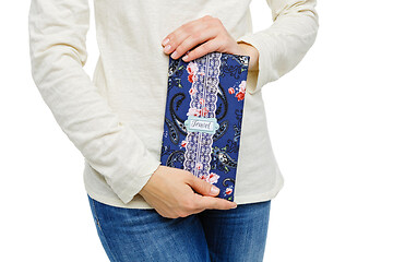 Image showing beautiful scrapbooking folder in woman hand