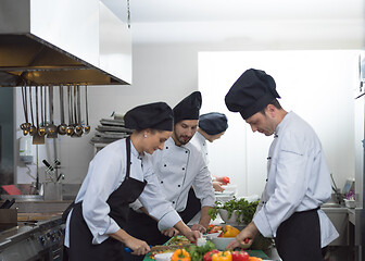 Image showing team cooks and chefs preparing meals