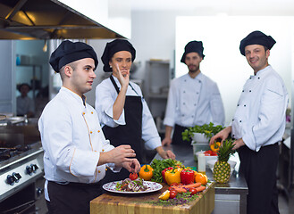 Image showing team cooks and chefs preparing meals