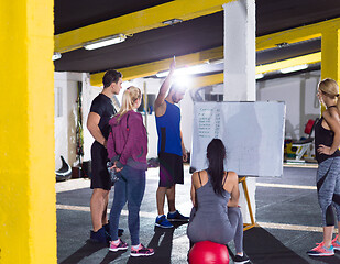 Image showing athletes getting instructions from trainer