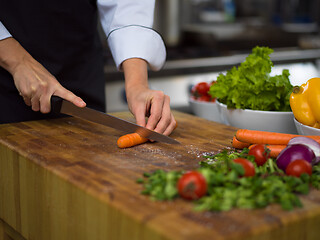 Image showing chef hands cutting carrots