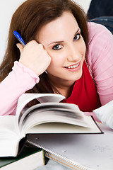 Image showing Studying caucasian college student