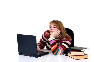 Image showing Teenager student doing homework