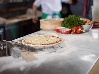 Image showing raw pizza margarita