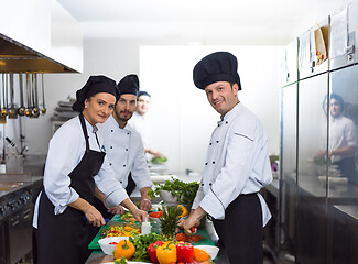 Image showing team cooks and chefs preparing meals