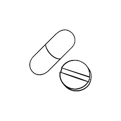 Image showing Pills hand drawn outline doodle icon.