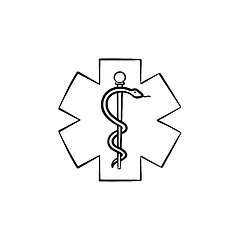 Image showing The Star of Life hand drawn outline doodle icon.