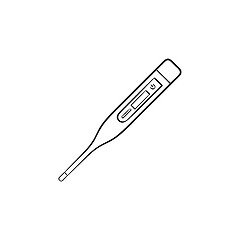 Image showing Medical thermometer hand drawn outline doodle icon.