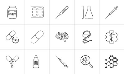 Image showing Medicine hand drawn outline doodle icon set.