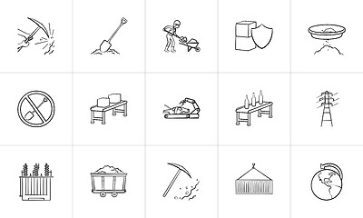 Image showing Industry hand drawn sketch icon set.