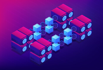 Image showing Isometric cloud mining landing page concept.