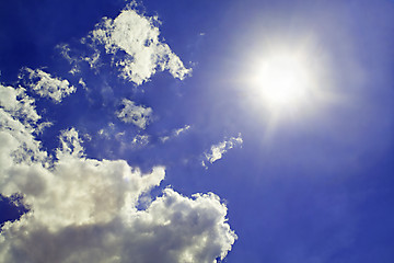 Image showing sky background. sun and clouds background 2