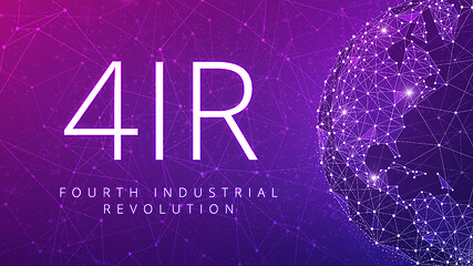 Image showing 4IR Fourth industrial revolution on ultraviolet background