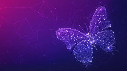 Image showing Polygon butterfly on blockchain hud banner.