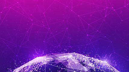 Image showing Blockchain technology futuristic hud ultraviolet banner.