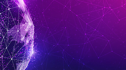 Image showing Blockchain technology futuristic hud ultraviolet banner.