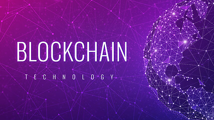 Image showing Blockchain technology futuristic hud banner.