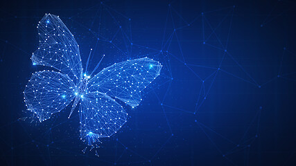 Image showing Polygon butterfly on blockchain hud banner.